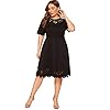 Romwe-Womens-Plus-Size-Cut-Out-A-Line-Swing-Stretchy-Midi-Dresses ROMWE Women's Plus Size Cut Out A Line Swing Stretchy Midi Dresses (2X-Plus, Black)