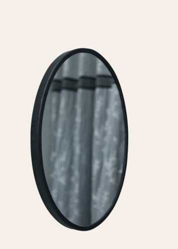 Image of Quality Glass Metal Frame Oval Wall Mirror Royal Mirror Home Decorative Mirror Modern Mirror Living Room Mirror Wall Mirror Bathroom Mirror Size 18x24 inches Color Black MF 41