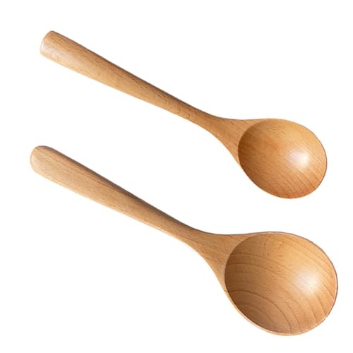 FUNOMOCYA 2pcs Wooden Spoon Hot Pot Spoon Stainers Japan Spoon Japanese Spoon Asian Soup Spoon Soup Spoons Japanese Style Ramen Spoons Chinese Soup Rice Spoons Cooking Spoon Cucharas Beech