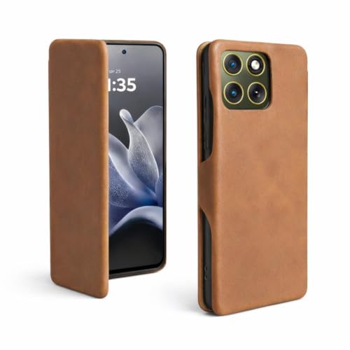 Image of Premium Vegan Leather Flip Wallet Phone Cover with Card Slot | Slim Durable Case with Kickstand, Magnetic Closure & Privacy Protection for Smartphones (Motorola Moto Edge 70) Black
