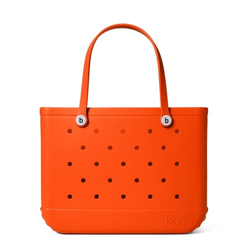 Image of BOGG BAG - Original, Extra Large Tote Bag - Orange You Glad - 19in L x 9in W x 14in H - Lightweight, Washable, Durable - All Purpose EVA - for Beach, Pool, Boat, Work, Sports