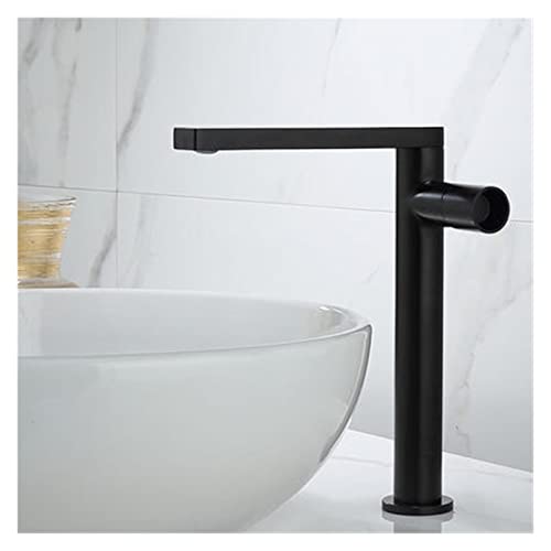 Grifo de lavabo alto negro monomando para evitar salpicaduras en el baño 2