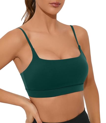 Image of Comper Sports Bra for Women Wirefree Racerback Workout Bras Sexy Thin Straps Yoga Sport Bras with Removable Pads