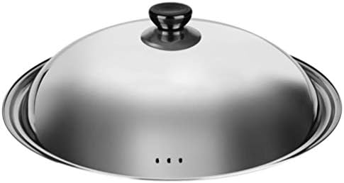 Hemoton 34cm Cooking Pan Lid Stainless Steel Cookware Lid Replacement Pot Lid Cover Skillet Wok Lid Round Knob Handle Anti- Scald Pot Lid (Random Knob Style)