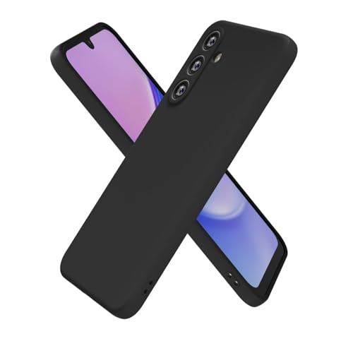 oakxco for Samsung Galaxy A15 5G Case Silicone, Ultra Slim Thin Phone Case for Women Girls, Plain Solid Color Minimalist Aesthetic Cute Girly Design, Soft Rubber Gel TPU with Camera Cover, Black