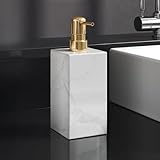 AUSAULAC Dispensador de jabón de mármol natural real con bomba de acero inoxidable, gel de ducha de jabón para