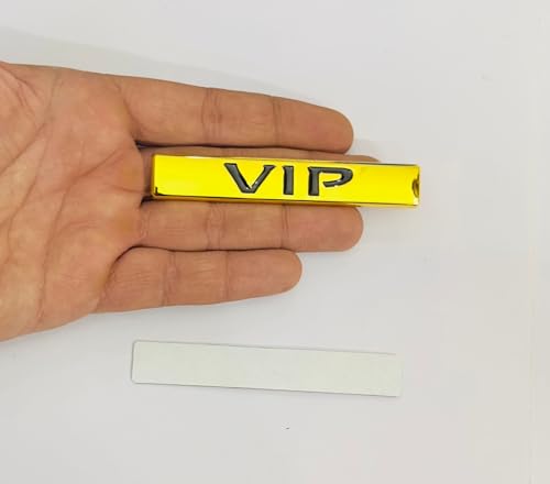 Image of Emblems for Car & Bike Metal Lo.go and Grill Me.tal Lo.go, Auto Accessories for Car Emblem 3D Badge Auto Racing Sport Sticker Grand Tourer Decal. (Golden VIP Metal Sticker)