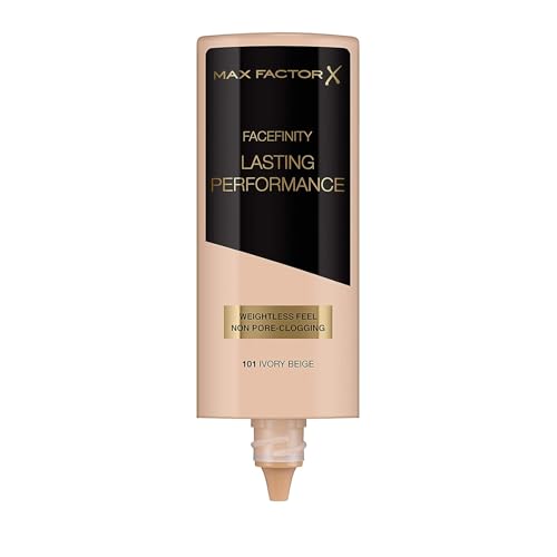 Max Factor Lasting Performance Liquid Foundation, Ivory Beige, Full Coverage, Flawless and Radiant Finish, Lightweight Formula, Smudge Resistant, Non Pore-Clogging, Fragrance Free, 35ml