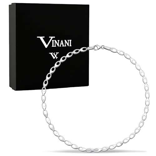 Vinani Damen Kollier ovalen Gliedern aus 925 Sterling Silver – Glänzendes und mattiertes Finish, elegantes zeitloses Schmuckstück, Damenschmuck, Halskette 2KOT