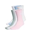 adidas Unisex CUSHIONED CREW SOCKS 6 PAIR PACK, white/clear pink/glow blue/Wonder Sage, 6.5-8