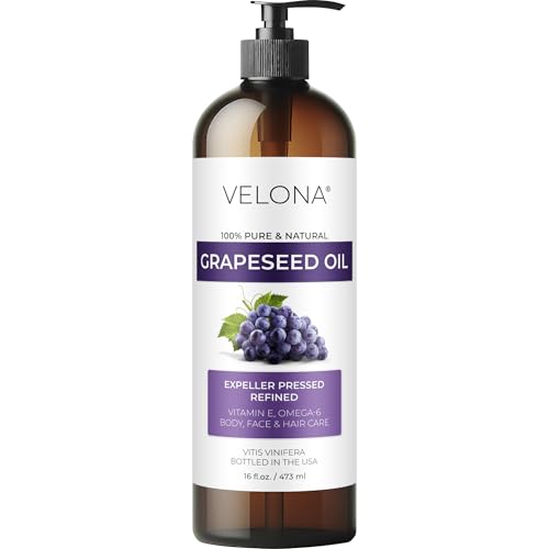 velona Grapeseed Oil 16 oz | 100% Pure and Natural Carrier Oil | Refined, Cold pressed | Cooking, Skin, Face, Body, Hair Care | Use Today - Enjoy Results