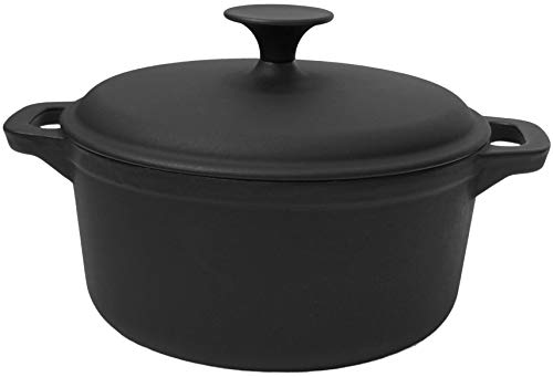 Garcima Guison esmaltado Hierro Fundido Cacerola con Tapa, Negro, 5,5 L