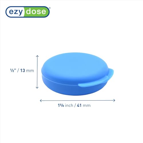 Image of Ezy Dose Daily Round Pocket Pharmacy Pill Organizer, Blue & Pink, 2 Pack | Portable On-The-Go, Pill Box, Organizer and Vitamin Containers, Snap Shut Lids, Perfect For Traveling, BPA Free