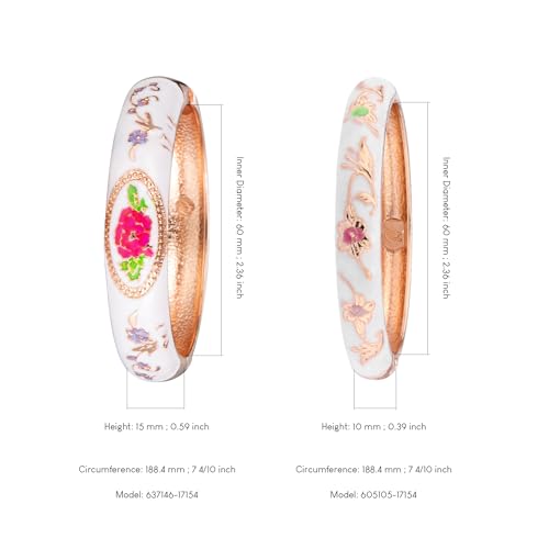 Image of UJOY Vintage Cloisonne Jewelry Handcrafted Bracelets Gorgeous Enameled Flower Plated Cuff Bangles Gifts 88A