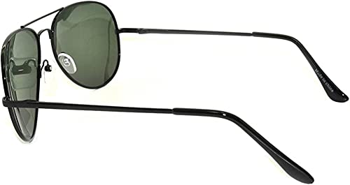 Classic Aviator Style Green Lens Sunglasses Metal Frame Black Color3