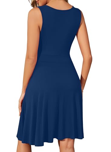 Image of WEACZZY Women's Summer Sleeveless Casual Dresses V-Neck Wrap Floral Holiday Tank Dress Flowy Beach Sundress with Pockets