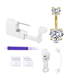 QWALIT Titanium Belly Button Piercing Kit Gold Belly Button Piercing Kits Self Belly Piercings Gun with Surgical Steel Implant Grade Titanium Belly Rings at Home Hypoallergenic Navel Ring Heart