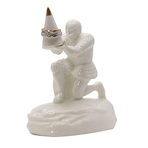 Pevfeciy Keramikringhalter weißer Ritterring -Display Stand für Schmuck Hochzeitsvergütung Ringhalter Weiß,Weiß Cover