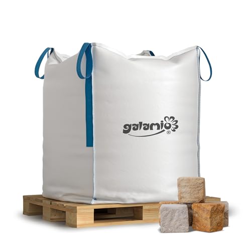 GALAMIO Sandsteinpflaster Sandstein Pflasterstein Pflastersteine Für Garten Terrasse Gehweg Natur Stein Mosaikpflaster Gespalten Gesägt Gelb 6/8cm 1.000kg BigBag / 1 Palette Paligo