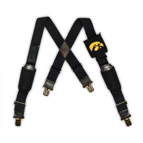 Muff Wader College Team Men's Suspenders - Spenders for Men - Ideal for Tailgates, Parties & Casual Events - Tool Belt Suspenders - Tirantes para Hombre - Men Accesories - (Iowa, Large)