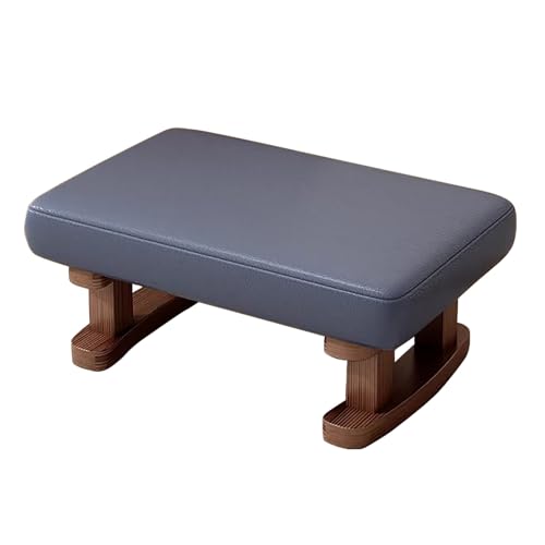 lyxamjrzyp Reposapiés Pequeño, Puff Tapizado con Tela Tech, Otomana para Sofá, Taburete Escalón de Entrada Hogar(Dark Blue-Brown)