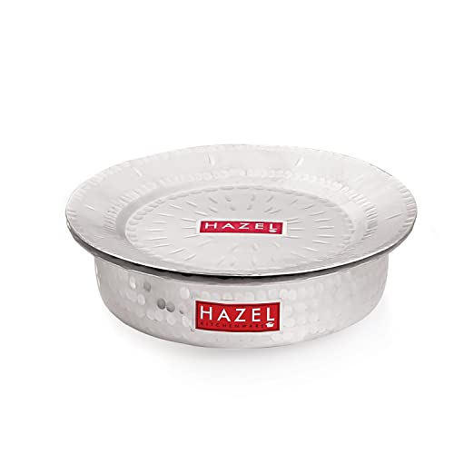 HAZEL Aluminium Langdi Patila Pot with Lid Hammered Finish Round Bottom Boiling Tope Vessels Bhagona Dekchi (1, 2100)