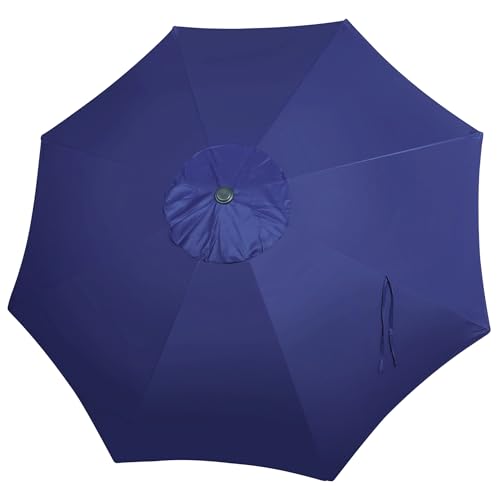 Blissun 9ft Patio Umbrella Replacement Canopy Market Umbrella Top Outdoor Table Umbrella Canopy for 8 Ribs Canopy Only (Navy Blue)