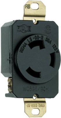 Locking Outlet, Black, NEMA L5-30r, 125-Volt