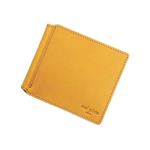 maf pinto (マフ ピント) マネークリップ 二つ折り財布 イエロー 薄い カード収納 レザー 本革 日本製