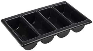 APS 11954 Recipiente para cubiertos GN 1/1, 53 x 32,5 cm, altura 10 cm, polipropileno, negro, 4 bandejas, Made in Germany
