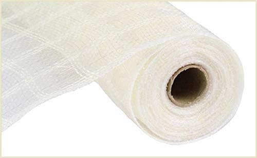 Cream Faux Jute Check Mesh Burlap | 10.5 Inches x 10 Yards