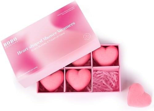 Shower Steamers Aromatherapy Heart-Shaped Pink with Rose Scent Na...