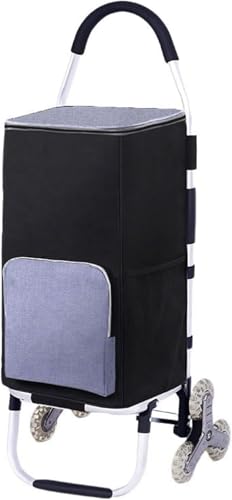 高齢者用キャリーカート 折りたたみ ポータブル ショッピングカート 折り畳み、階段登れる台車 家庭用速達トロリー、キャリー スタイリッシュ、キャスター付き 収納 静音キャスター、防水、大容量、軽量、ポータブル、家庭用、旅行用 (6輪恒温モデル黒)
