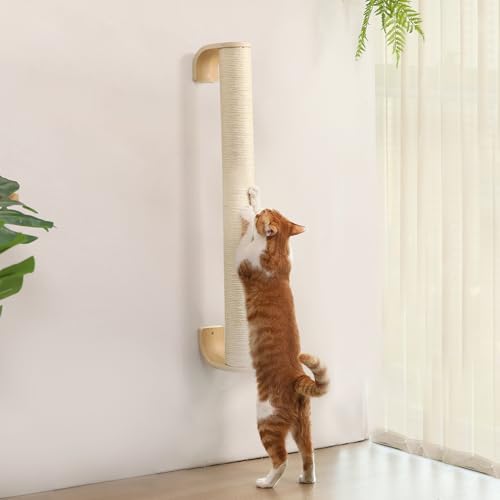 FUKUMARU Poste rascador para Gatos de Pared, rascador de 71 cm para Montaje en Pared, rascador de Pared Estable de sisal