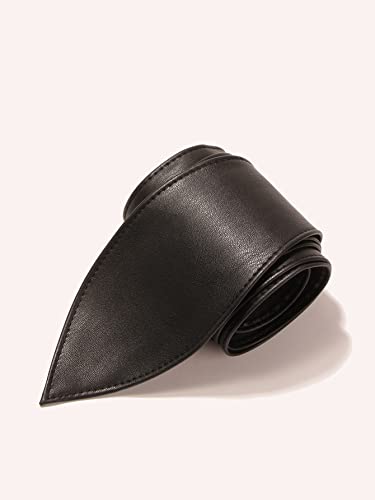 Xiao Hua Women's Elegant Wide Waist Belt - Faux Leather, Bow Knotted, Dress,Clothing Accessories (Black)3