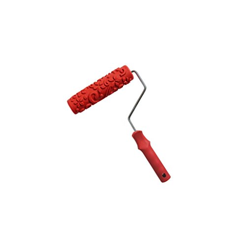 VANKOA 7 Zolll Empaistic Blumen Muster Farbroller Strukturwalze Strukturrolle Malerwalze Reliefwalze Effektwalze mit Griff - # 1