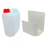 Bilake Conjunto garrafa PVC de 5L para Descarga desagüe Aire Acondicionado + Soporte metálico en U de Pared | Kit bidón pequeño Soporte