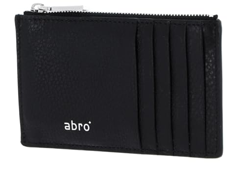 ABRO Porte-Cartes Leather Dalia en cuir noir élégant avec finitions nickel