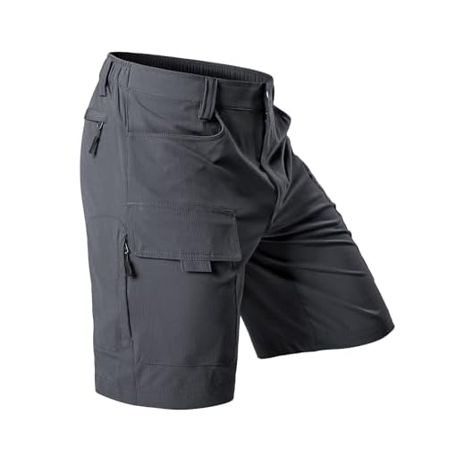 Hiauspor Men's Hiking Cargo Shorts 9"/10" Quick Dry Lightweight Waterproof for Golf Tactical Fishing Casual with 6 Pockets (Dark Grey, 36)