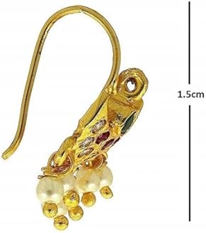 Vama Fashions Pink-Green Colour Wonderful Traditional Press Bugadi Clip-on Earrings for Women/Girls