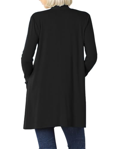 Image of Women's Open Front Cardigan Long Sleeve with Pockets Casual Outwear