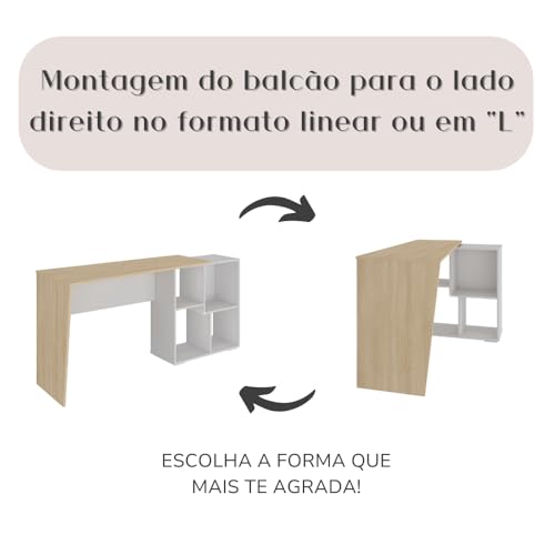 Escrivaninha Moderna para Home Office com 4 Nichos Assimétricos Urban Artany