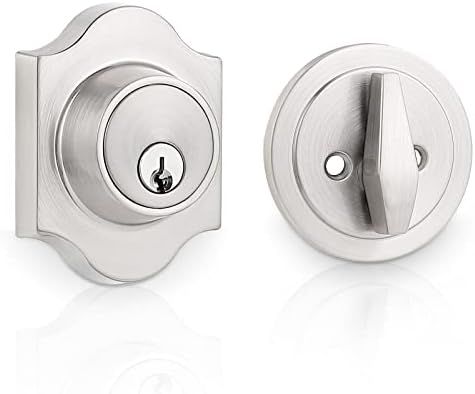 Probrico Vintage Deadbolt Security Door Lock with Key Single Cylinder Entrance Safe Locker Brushed Nickel