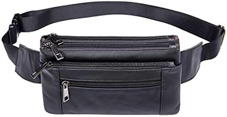 Hebetag Leather Waist Pack Fanny Bag for Men Women Outdoor Travel Sports Running Walking Hiking Hip Bum Belt Slim Cell Phone Purse Casual Waist Wallet Pouch, #07Black, One Size, Vintage, Classic