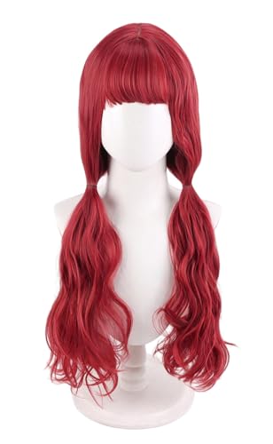 ロリータウィッグ 巻き髪 ロング ツインテール 原宿系 日常 少女風 日系 耐熱 小顔効果 ファッション 人気 仮装用 イメチェン パーティー イベント デート ネットと櫛付き レッド (ツインテール 巻き髪)