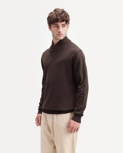 Image of Men's Denver-A26 Regular Fit Paisley Cotton Quarter Zip Sweater