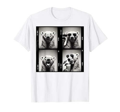 Image of Retro Polar Bear Funny Animal Photobooth T-Shirt, Men, White, 4X-Large