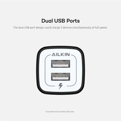 Ailkin PT-WC-13 Usb Wall Charger, Charger Block, Ailkin 2.1A Multiport Fast Charge Power Brick Cube For Ipad, Iphone, Samsung Galaxy, Google Pixel, Motorola, Huawei, Htc, Lg-2 Pcs, Usb Box Charging Plug Ac Adapter thumb #2