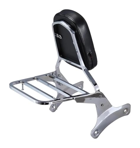Sissy bar noir avec porte-bagages chrome pour moto Shadow VT750 VT400 1997-2003