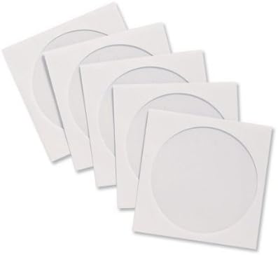 50 x High Grade White CD/DVD/Bluray Paper Disc Sleeve Envelopes with Clear Window by Dragon Trading